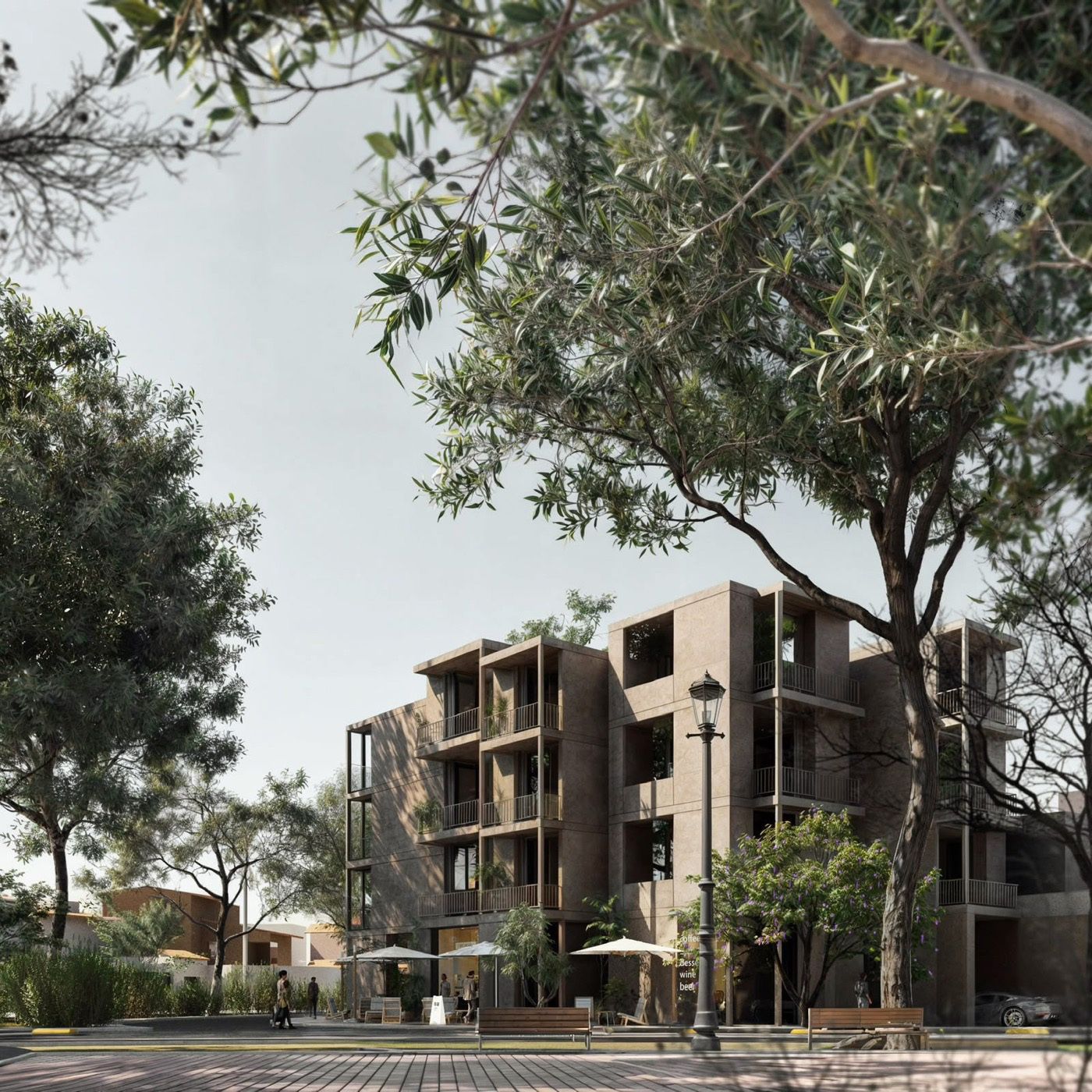 Render de la fachada de Esquina Álamos