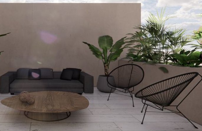 Render del roof garden de la casa B